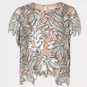 Milly Katelynn Sequin Lace Tee NWT sz Small